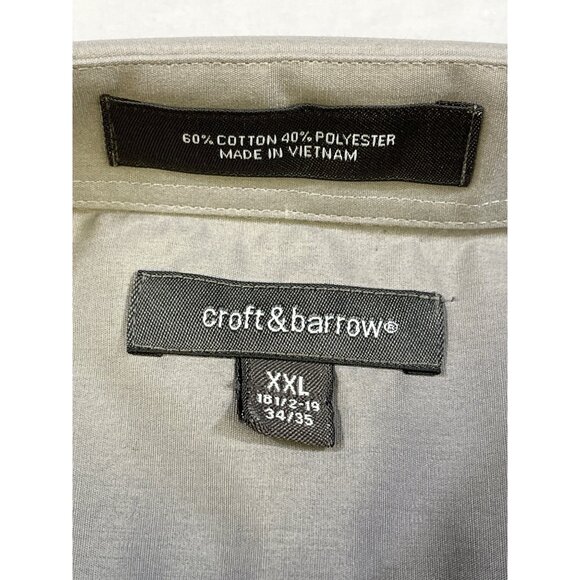 Croft & Barrow Men's Grey Button Up Shirt Size XXL/34-35/18.5-19 SKU 6309 - Picture 3 of 5